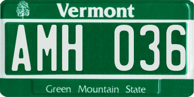 VT license plate AMH036