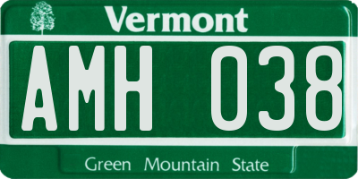 VT license plate AMH038