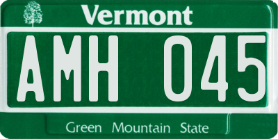VT license plate AMH045