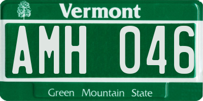 VT license plate AMH046