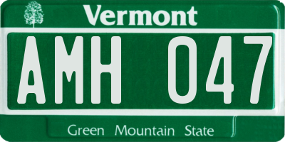 VT license plate AMH047