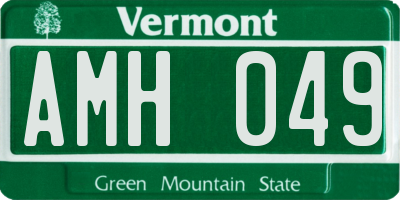 VT license plate AMH049