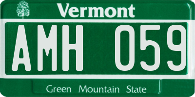 VT license plate AMH059
