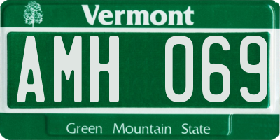 VT license plate AMH069