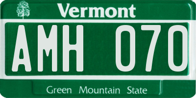 VT license plate AMH070