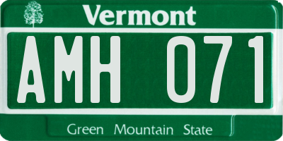 VT license plate AMH071