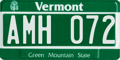 VT license plate AMH072