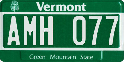 VT license plate AMH077