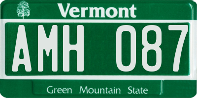 VT license plate AMH087