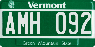 VT license plate AMH092