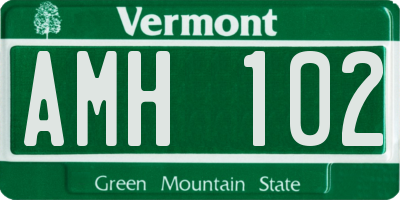 VT license plate AMH102
