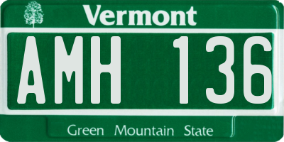 VT license plate AMH136