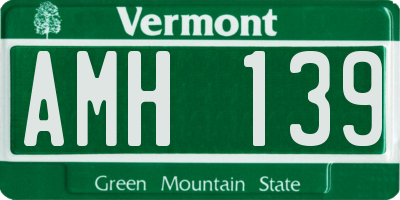 VT license plate AMH139