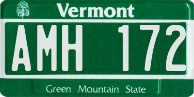 VT license plate AMH172