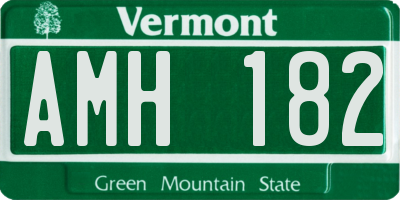 VT license plate AMH182