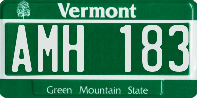 VT license plate AMH183
