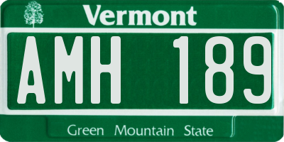VT license plate AMH189