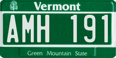 VT license plate AMH191