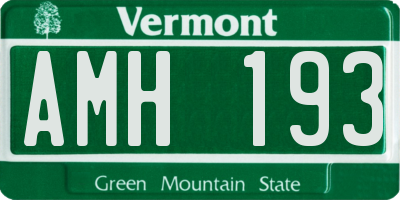 VT license plate AMH193