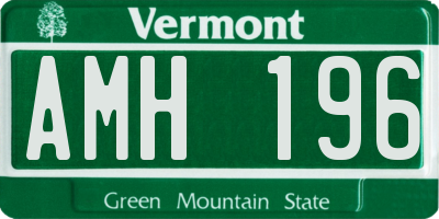 VT license plate AMH196