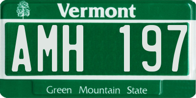 VT license plate AMH197