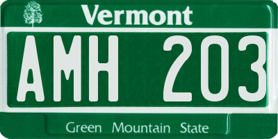 VT license plate AMH203