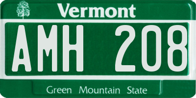 VT license plate AMH208