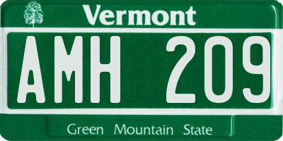 VT license plate AMH209