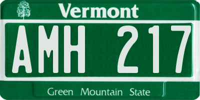 VT license plate AMH217