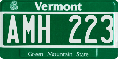 VT license plate AMH223