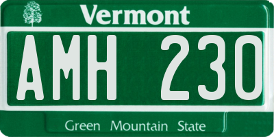 VT license plate AMH230