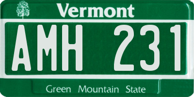 VT license plate AMH231