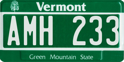 VT license plate AMH233
