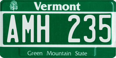 VT license plate AMH235