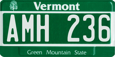 VT license plate AMH236