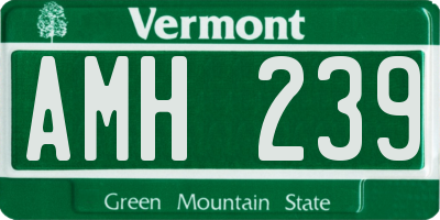 VT license plate AMH239
