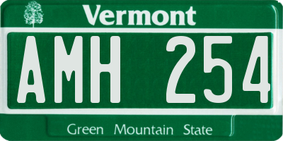 VT license plate AMH254