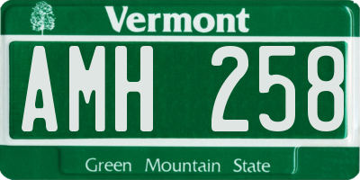 VT license plate AMH258