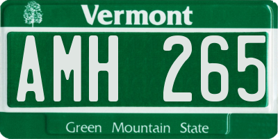 VT license plate AMH265