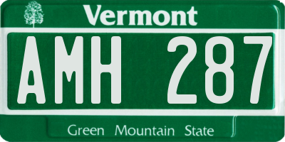 VT license plate AMH287