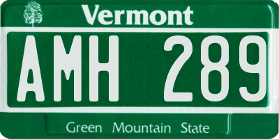 VT license plate AMH289