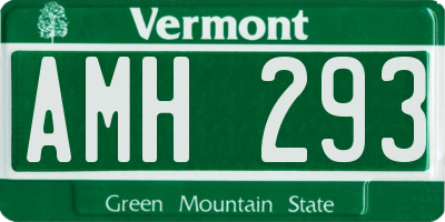 VT license plate AMH293