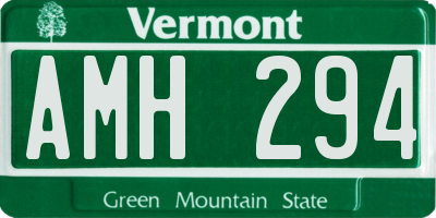 VT license plate AMH294