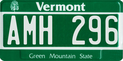 VT license plate AMH296