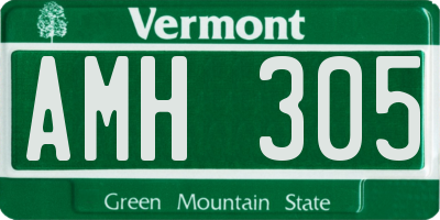 VT license plate AMH305