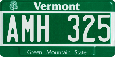 VT license plate AMH325