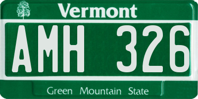 VT license plate AMH326