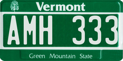 VT license plate AMH333
