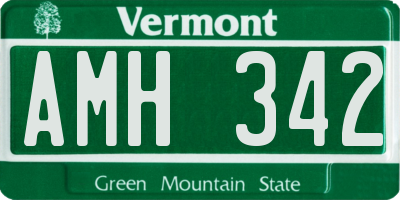 VT license plate AMH342