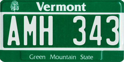 VT license plate AMH343
